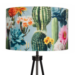 Bright Floral Grey Cactus Velvet Lampshade