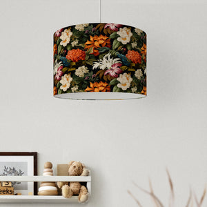 Dark Tropical Floral Velvet Lampshade