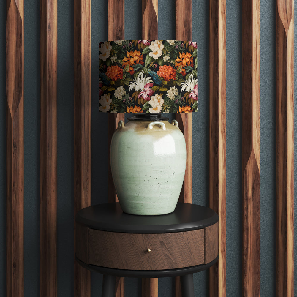Dark Tropical Floral Velvet Lampshade