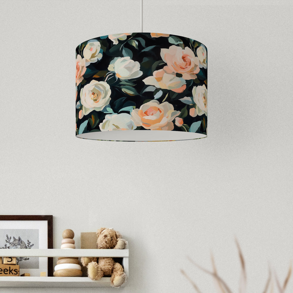 Abstract Rose Black Velvet Lampshade
