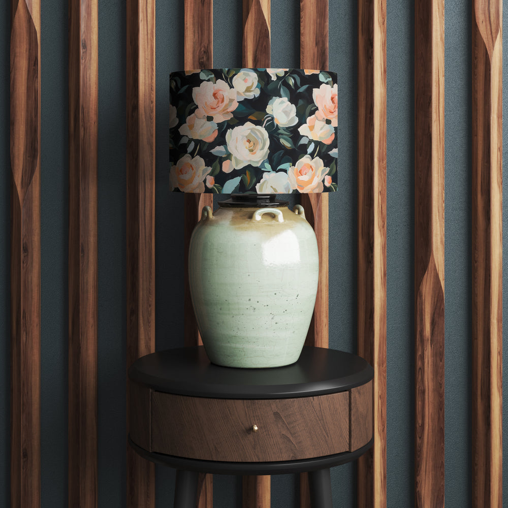 Abstract Rose Black Velvet Lampshade
