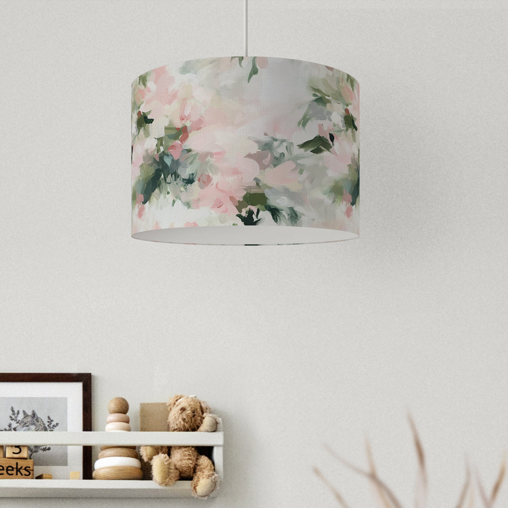 Abstract Blush Rose Safe Green Pink Velvet Lampshade