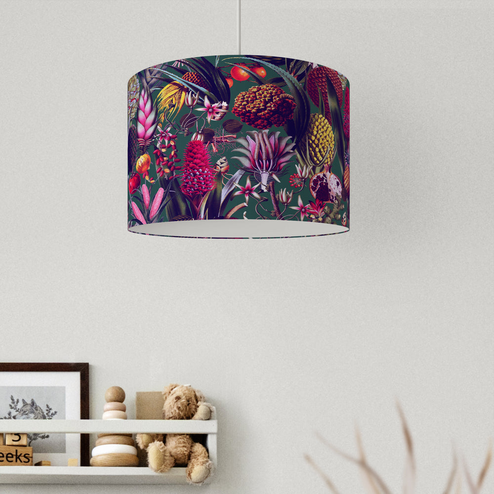 Dark Green Tropical Velvet Lampshade