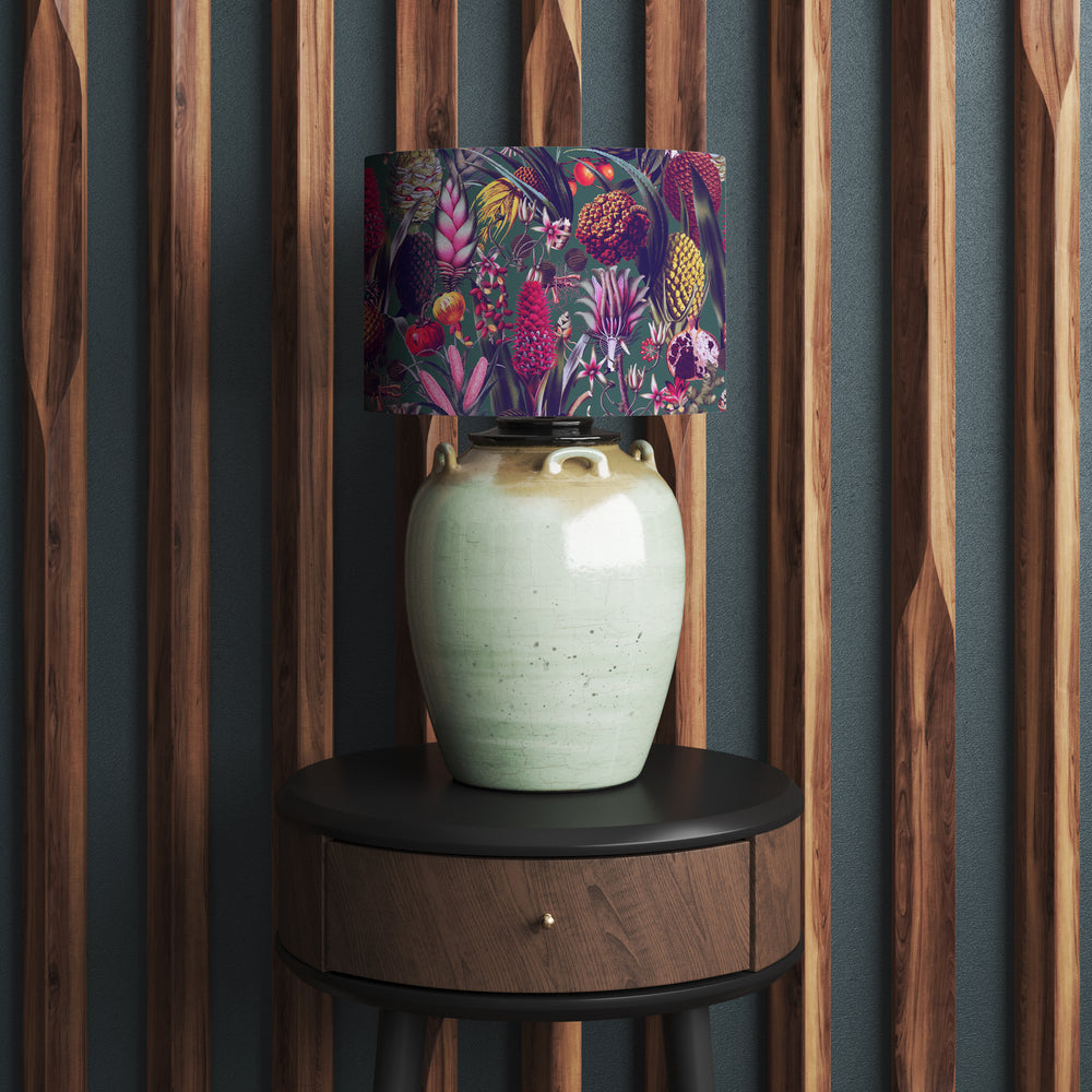 Dark Green Tropical Velvet Lampshade