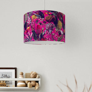 Bright Pink Tropical Velvet Lampshade