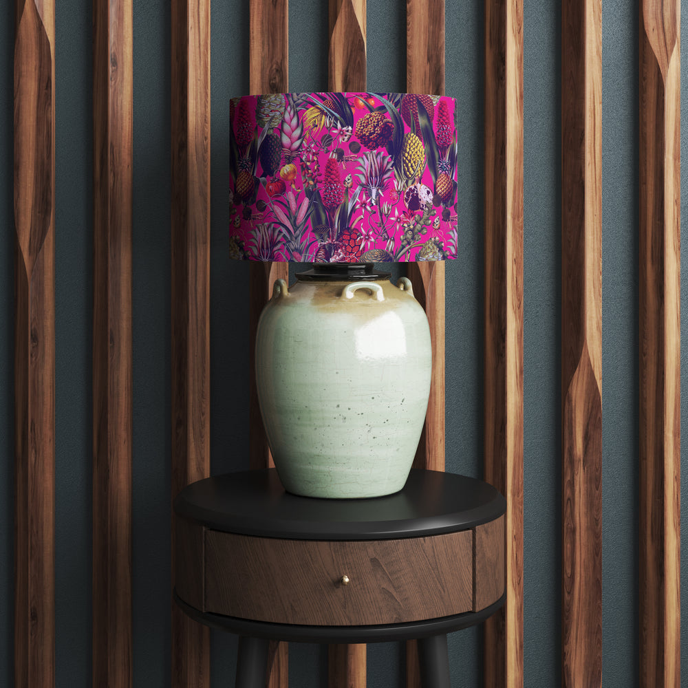 Bright Pink Tropical Velvet Lampshade