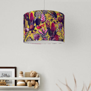 Bright Yellow Tropical Velvet Lampshade