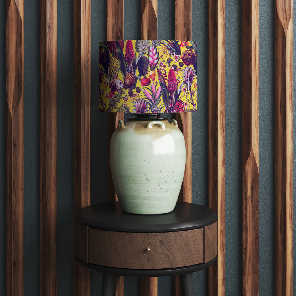 Bright Yellow Tropical Velvet Lampshade