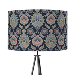 Muhtesem Navy Green Floral Turkish Pattern Print Velvet Lampshade