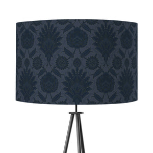 Muhtesem Dark Navy Floral Turkish Pattern Print Velvet Lampshade