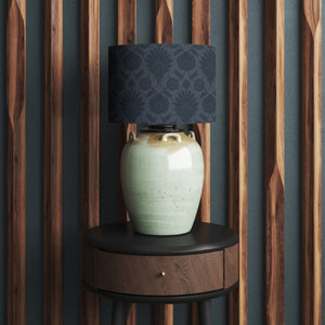 Muhtesem Dark Navy Floral Turkish Pattern Print Velvet Lampshade
