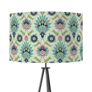Muhtesem Sage Green Floral Turkish Pattern Print Velvet Lampshade