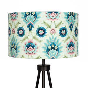 Muhtesem Sage Green Floral Turkish Pattern Print Velvet Lampshade