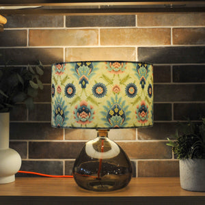 Muhtesem Sage Green Floral Turkish Pattern Print Velvet Lampshade