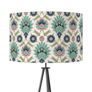 Muhtesem Blush Pink Floral Turkish Pattern Print Velvet Lampshade