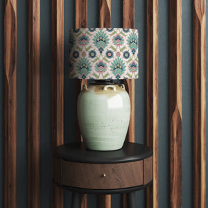 Muhtesem Blush Pink Floral Turkish Pattern Print Velvet Lampshade