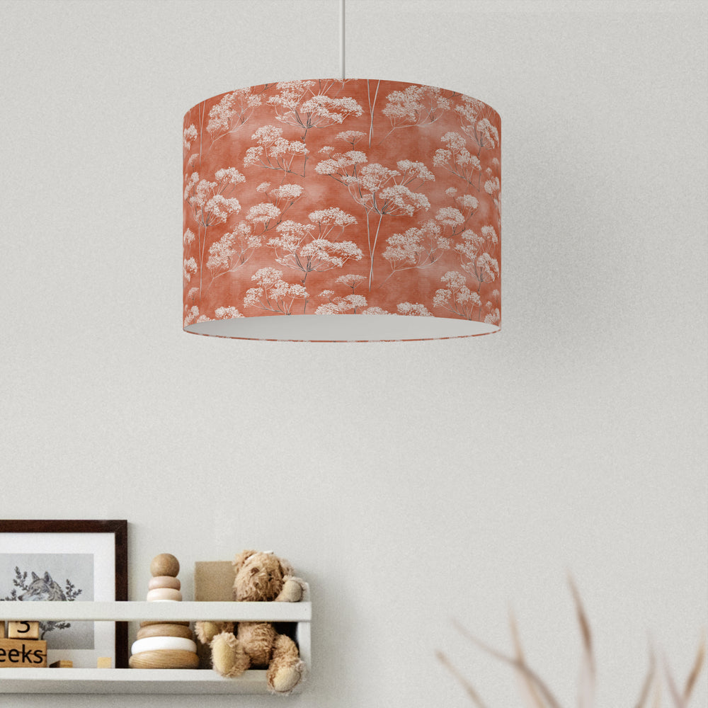 Terracotta Cow Parsley Floral Velvet Lampshade