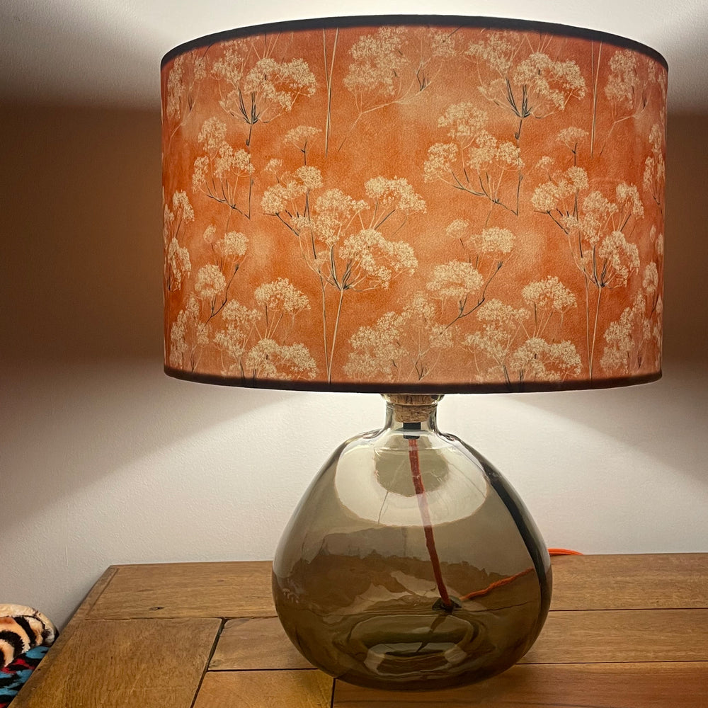 Terracotta Cow Parsley Floral Velvet Lampshade