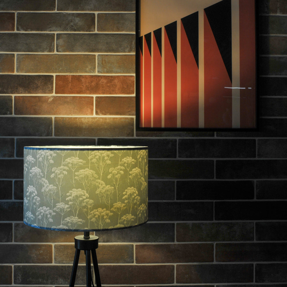 Sage Green Cow Parsley Floral Velvet Lampshade