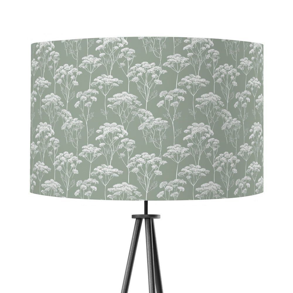 Sage Green Cow Parsley Floral Velvet Lampshade