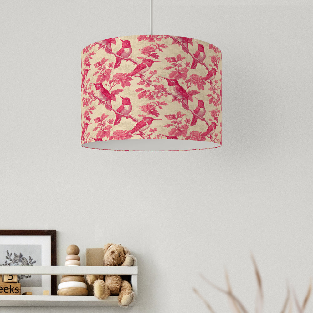 Pink Bird Velvet Lampshade