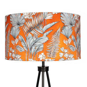 Mandarin Orange Tropical Floral Velvet Lampshade