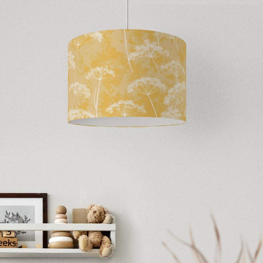 Pale Yellow Cow Parsley Floral Velvet Lampshade