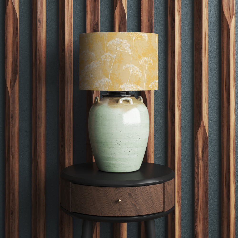 Pale Yellow Cow Parsley Floral Velvet Lampshade