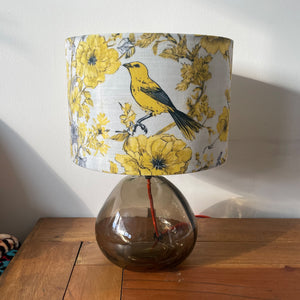 Yellow and Grey Bird Velvet Lampshade