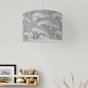 Grey Cow Parsley Floral Velvet Lampshade