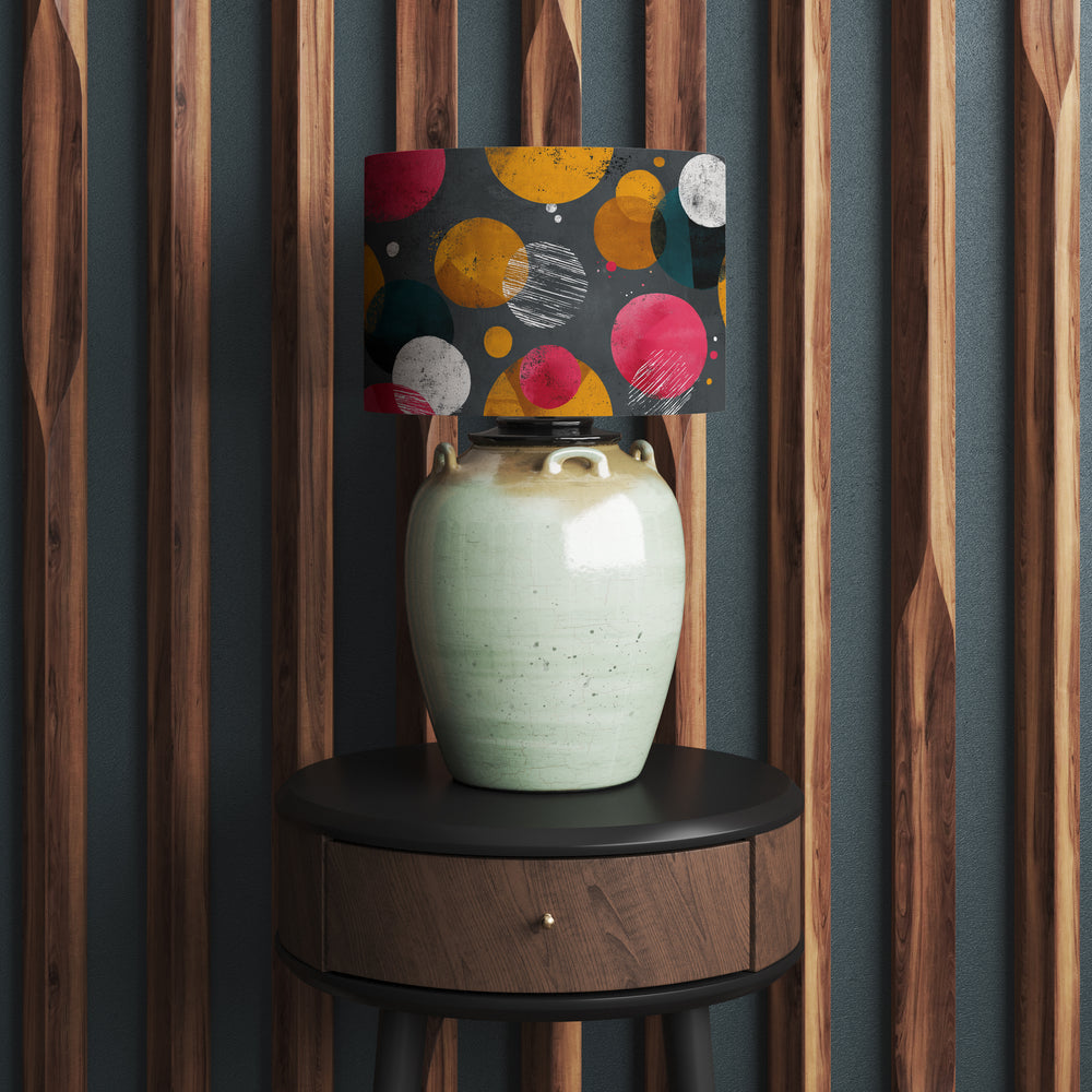 Bright Abstract Circles Mid Century Style Velvet Lampshade