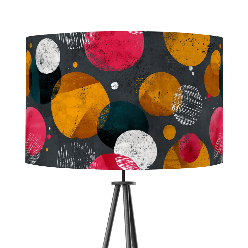 Bright Abstract Circles Mid Century Style Velvet Lampshade