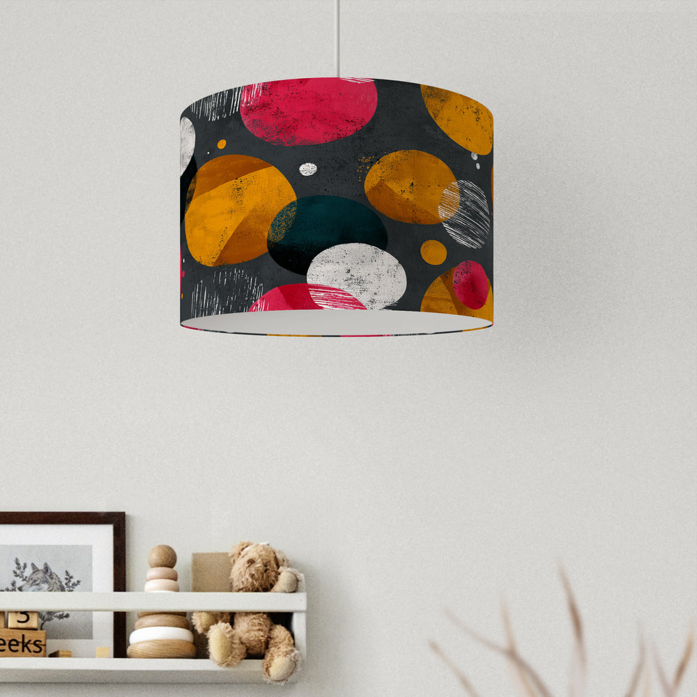 Bright Abstract Circles Mid Century Style Velvet Lampshade