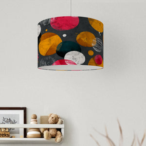 Bright Abstract Circles Mid Century Style Velvet Lampshade