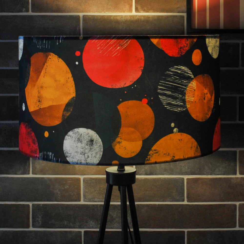 Bright Abstract Circles Mid Century Style Velvet Lampshade