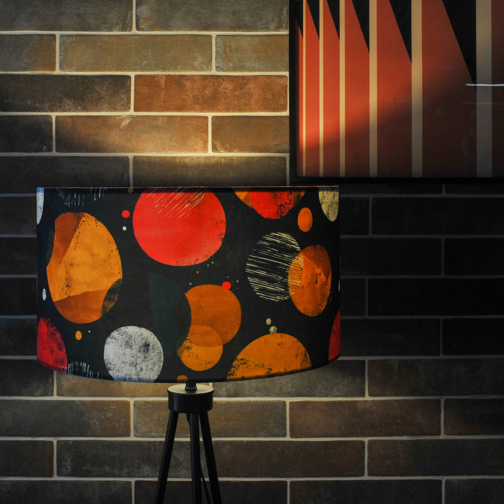 Bright Abstract Circles Mid Century Style Velvet Lampshade