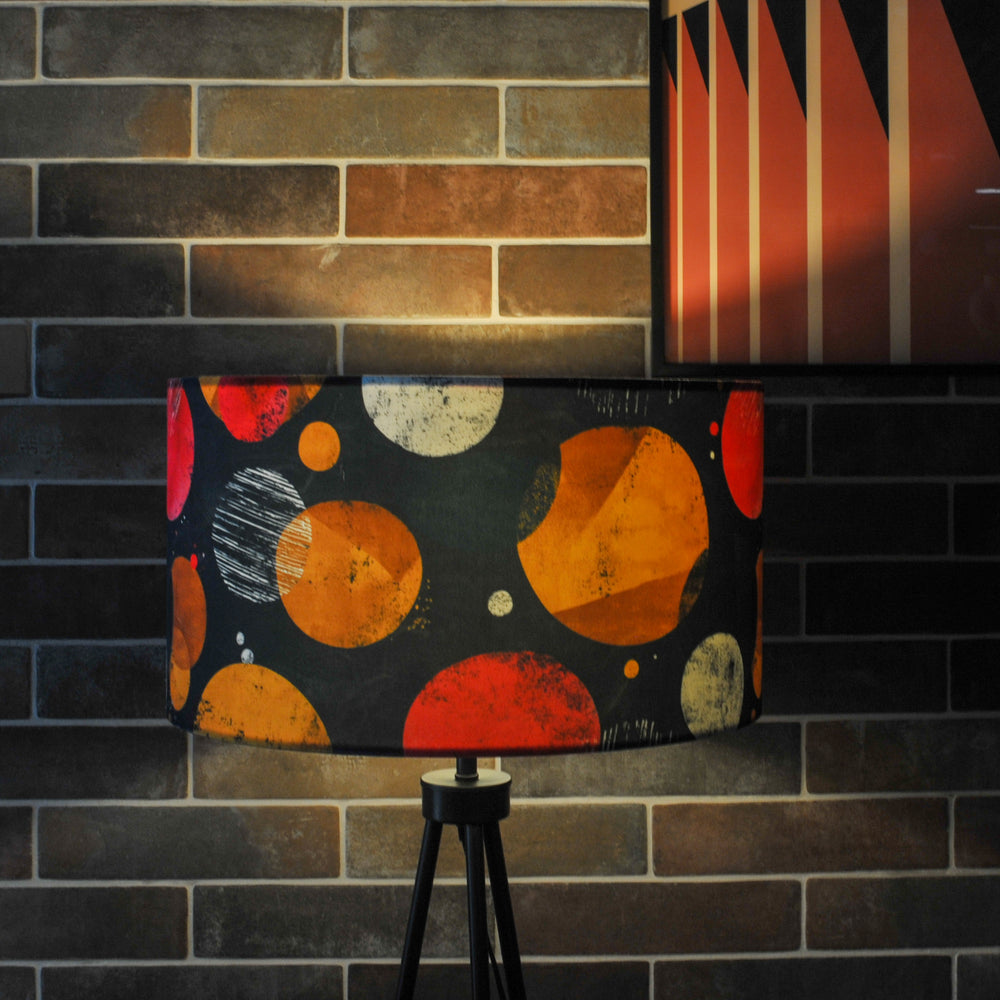 Bright Abstract Circles Mid Century Style Velvet Lampshade