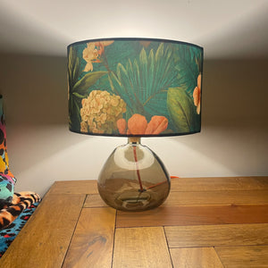 Green Tropical Floral Velvet Lampshade