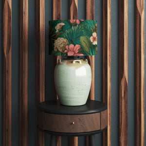Green Tropical Floral Velvet Lampshade