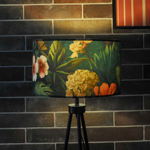 Green Tropical Floral Velvet Lampshade