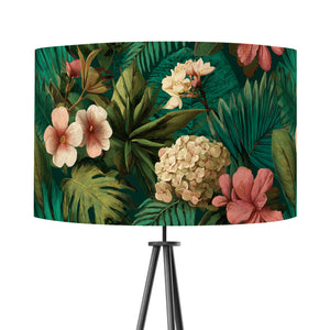 Green Tropical Floral Velvet Lampshade