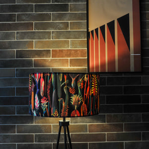 Black Tropical Floral Velvet Lampshade