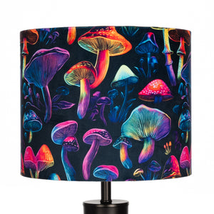 Neon Mushrooms Velvet Lampshade