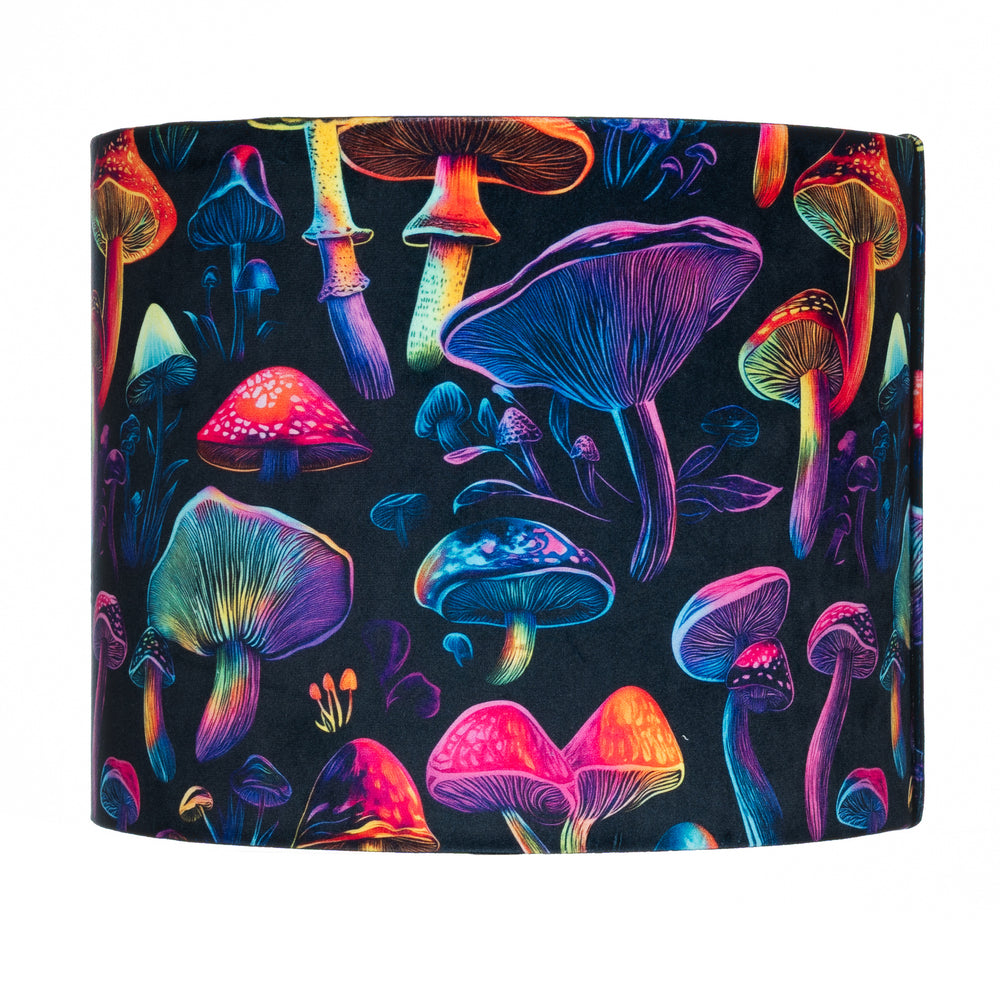 Neon Mushrooms Velvet Lampshade