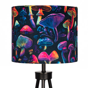 Neon Mushrooms Velvet Lampshade