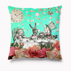 Outdoor Garden Cushion - Alice in Wonderland - Mint Green Tea Party