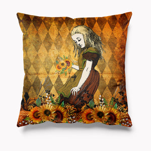 Outdoor Garden Cushion - Alice in Wonderland Sunflower Alice