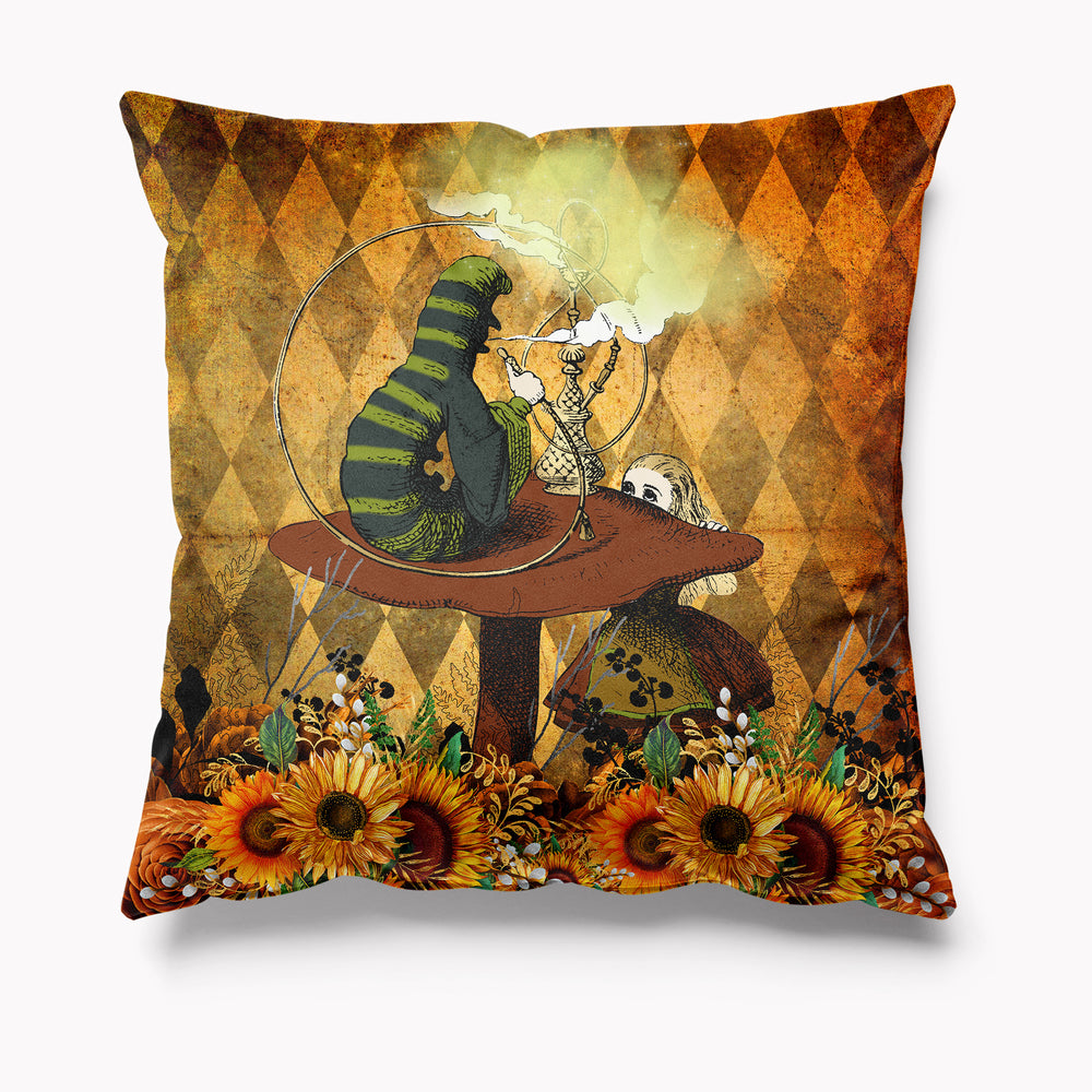 Outdoor Garden Cushion - Alice in Wonderland Sunflower Caterpillar