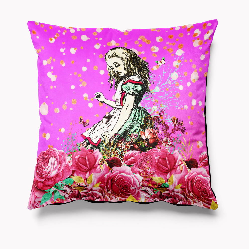 Bright pink velvet sales cushion