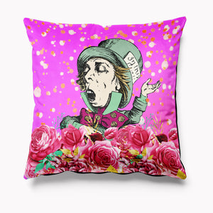 Outdoor Garden Cushion - Alice in Wonderland Bright Pink - Mad Hatter